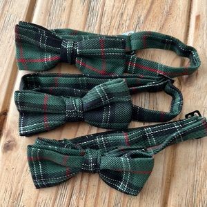 3 green/red/silver plaid boys bow ties
